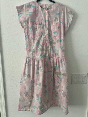 Vintage 80s/90s Pastel Abstract Dress Sabrina for Mervyn’s Women's Small